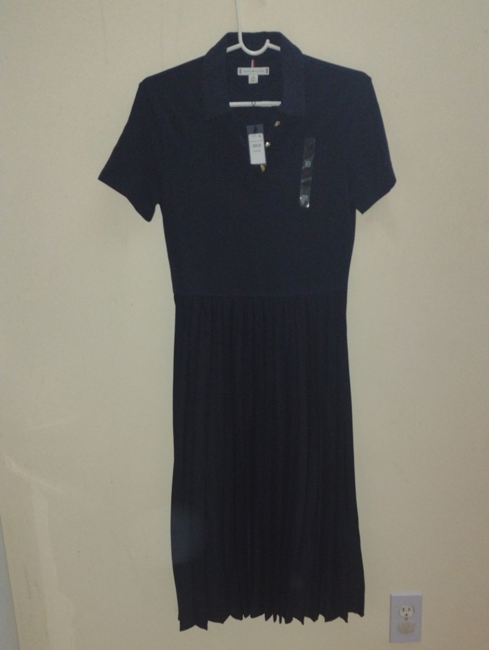 Classic Polo Tommy Hilfigir Pleated Midi Dress - Navy
